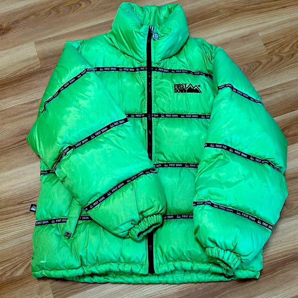 Lime green first down 90s jacket size large